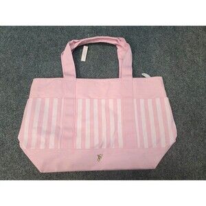 NWT Victoria's Secret Pocket Tote Pink 100% Cotton Pink & White